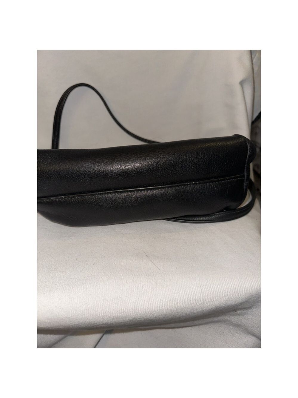 Vintage Orvis Black Brown Pebbled Leather Crossbody Bag - Picture 7 of 8
